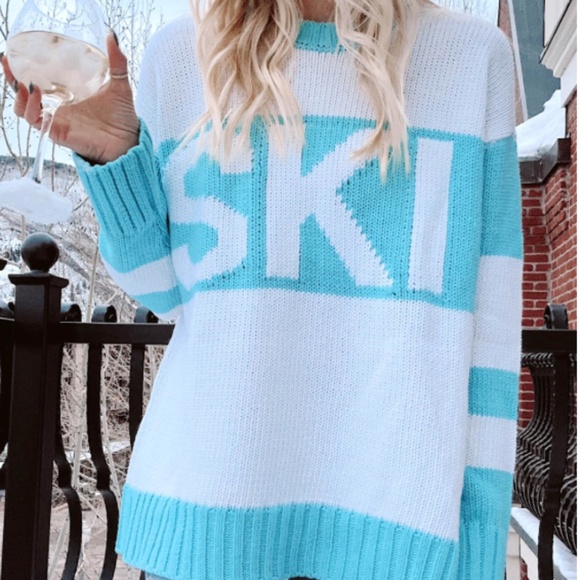 Show Me Your Mumu Ski in Sweater Blue/White Ski Sweater NWT - Picture 11 of 12
